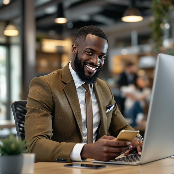 Command Optimization - Professional man working on laptop