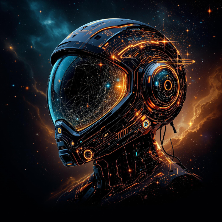 AI + Human Hybrid - Futuristic AI head with neural networks